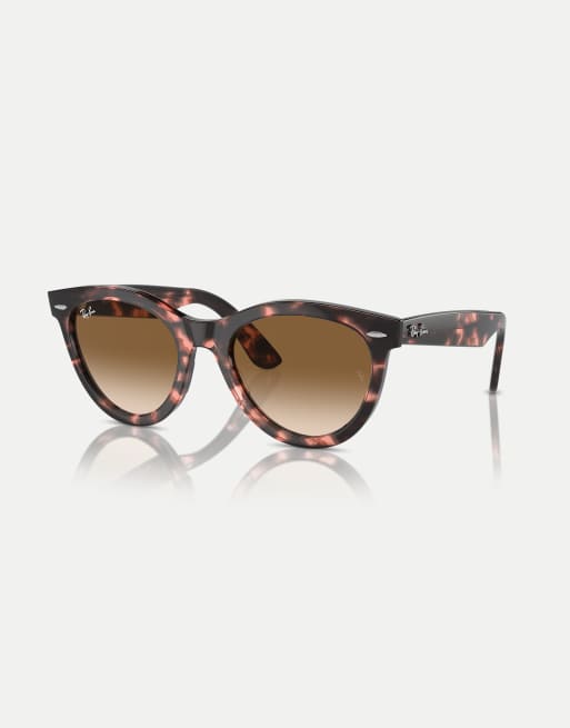Ray-Ban Wayfarer Way Round gafas de sol con lentes marrones en havana rosa, 3 de 4