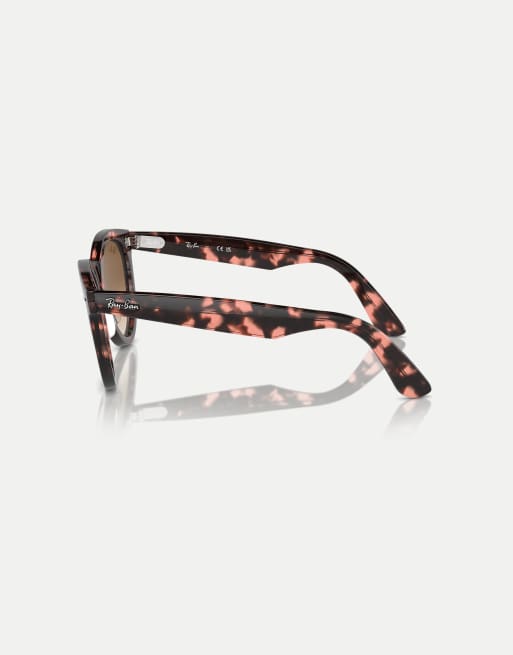 Ray-Ban Wayfarer Way Round occhiali da sole con lenti marroni in havana rosa, 4 di 4