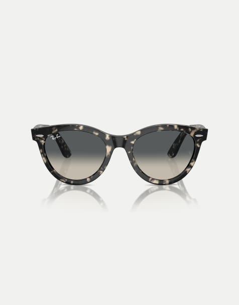 Ray-Ban Wayfarer way round sunglasses with grey lens in grey havana - view 1