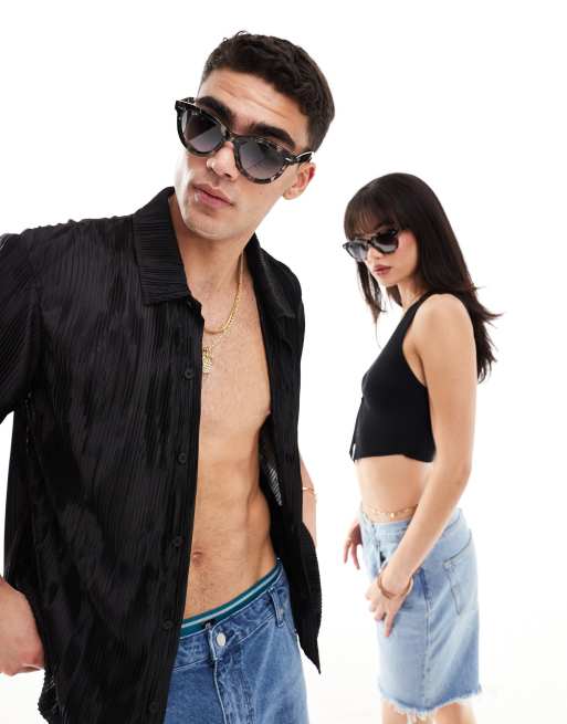 Ray-Ban wayfarer way sunglasses in grey tortoiseshell, 3 of 4