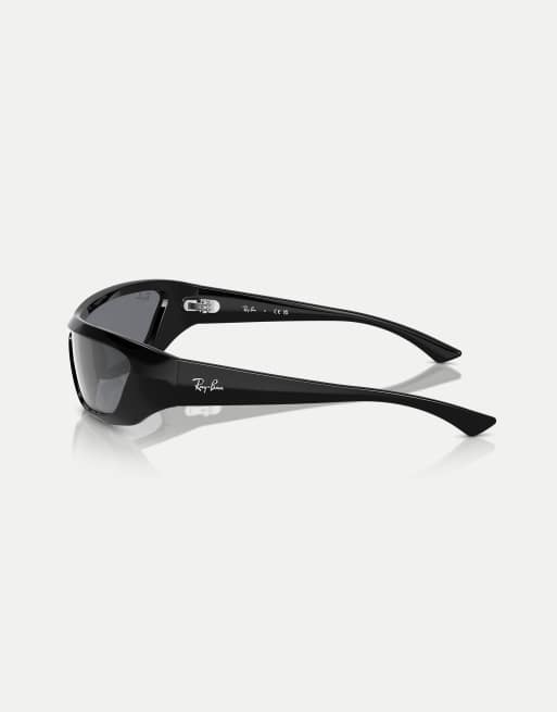 Ray-Ban - Xan - Occhiali da sole irregolari neri con lenti grigie specchiate, 2 di 3