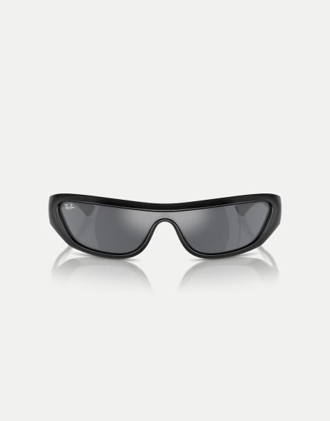 Ray-Ban – Xan – Ungleichmäßige Sonnenbrille in Schwarz mit verspiegelten grauen Gläsern - view 1