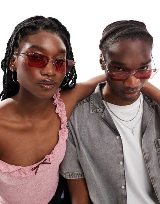 Ray Ban xime metal sunglasses in red silver ASOS