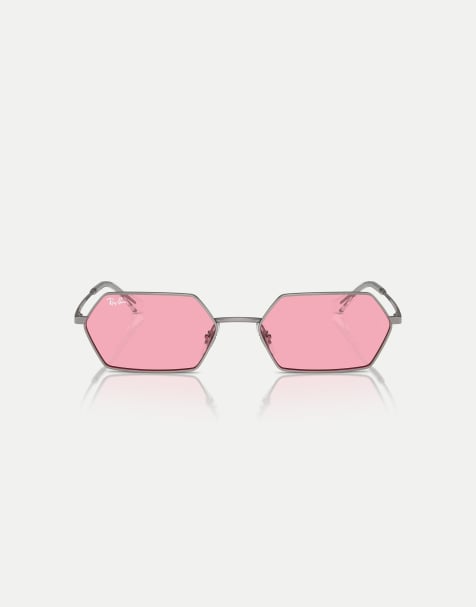 Ray-Ban - Yevi - Lunettes de soleil à monture irrégulière avec verres rose - Gris acier - view 1