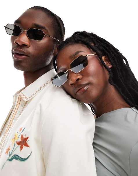 Ray-Ban - Yevi - Lunettes de soleil hexagonales - Doré/noir - view 1