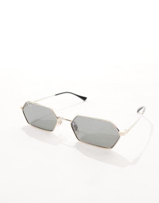 Ray-Ban - Yevi - Lunettes de soleil hexagonales - Doré/noir, 4 de 4