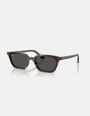 Ray-Ban - Zaya - Lunettes de soleil rectangulaires à verres gris - Havane - view 1