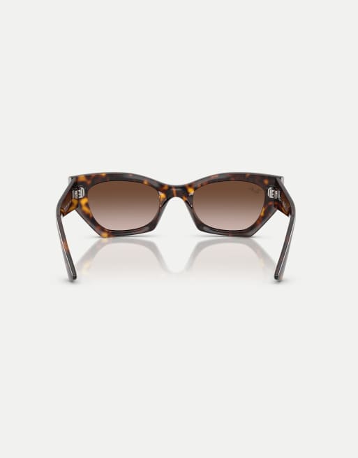 Ray-Ban - Zena - Occhiali da sole irregolari color Havana con lenti marroni, 3 di 3