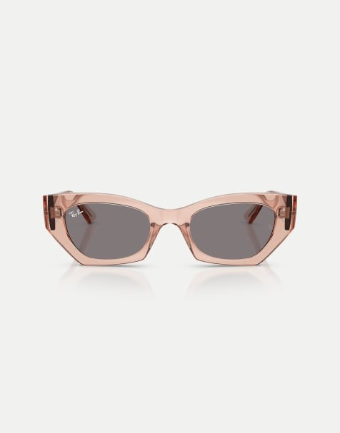 Ray-Ban Zena Sonnenbrille mit unregelmäßiger Form mit braunem Glas in transparentem Pink - view 1
