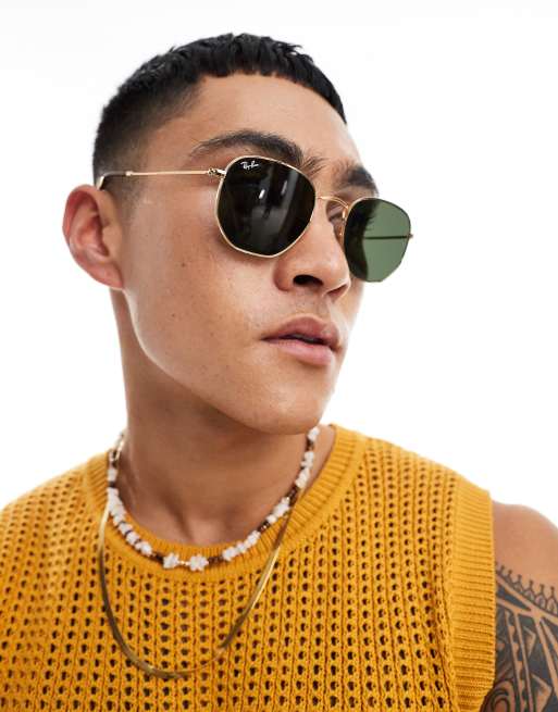 Ray-ban - Zeshoekige zonnebril in goud, 4 van 4