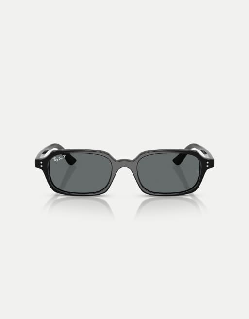 Ray-Ban - Zuri - Rechthoekige gepolariseerde zonnebril met grijze glazen in zwart