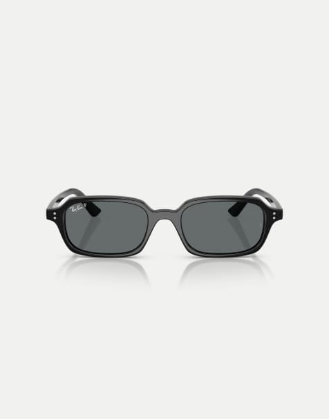 Ray-Ban Zuri  rectangle polarised sunglasses with grey lens in black