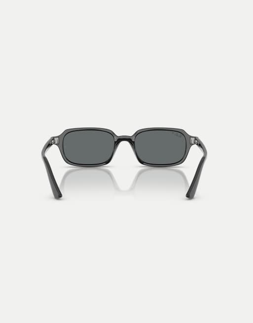 Ray-Ban Zuri  rectangle polarised sunglasses with grey lens in black, 2 of 3