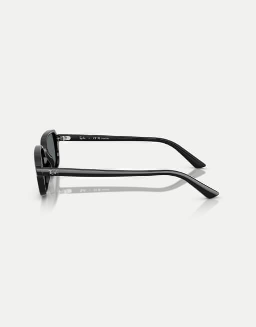 Ray-Ban Zuri  rectangle polarised sunglasses with grey lens in black, 3 of 3