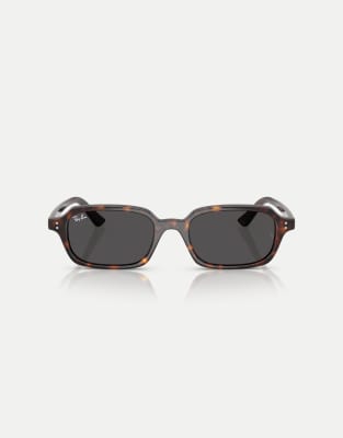Ray-Ban Zuri rectangle sunglasses with grey lens in havana-Brown