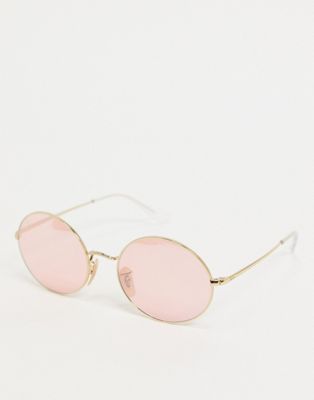 Rayban oval sunglasses in gold/pink lens 0RB1970