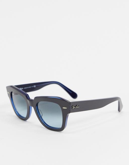 Rayban Retro Angular Sunglasses In Blue Asos