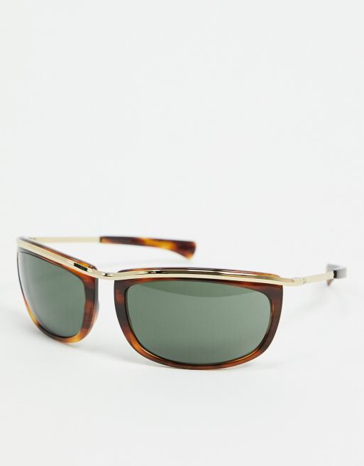 Rayban Retro Angular Sunglasses In Brown Tort And Gold Asos