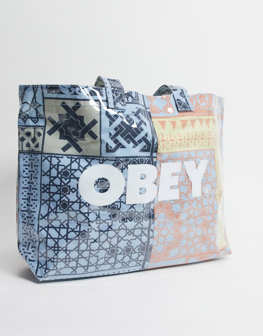фото Разноцветная сумка-тоут с принтом бандан obey-голубой