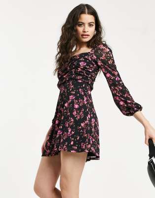 Topshop Mini Tea Dress Floral Print