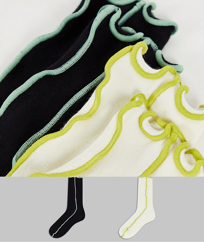 фото Разноцветные носки из органического хлопка с наружными швами weekday betty-разноцветный
