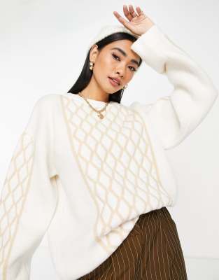 Разноцветный вязаный джемпер с ромбовидным узором Topshop