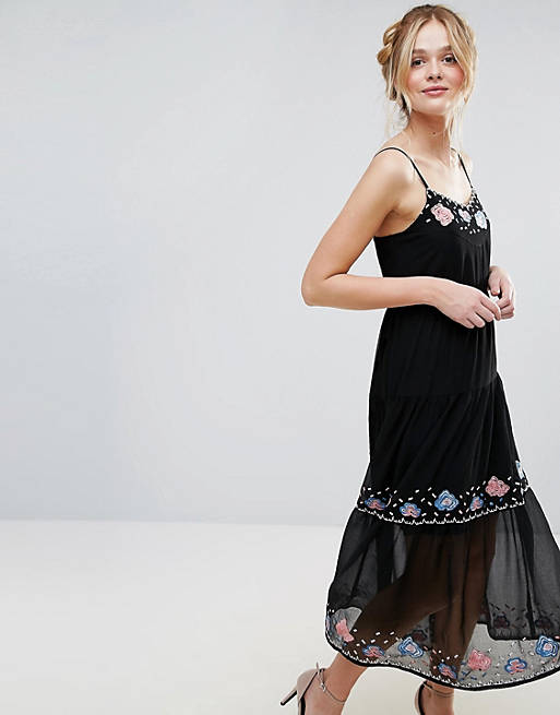 Rd & Koko Cami Dress With Embroidered Floral Detail