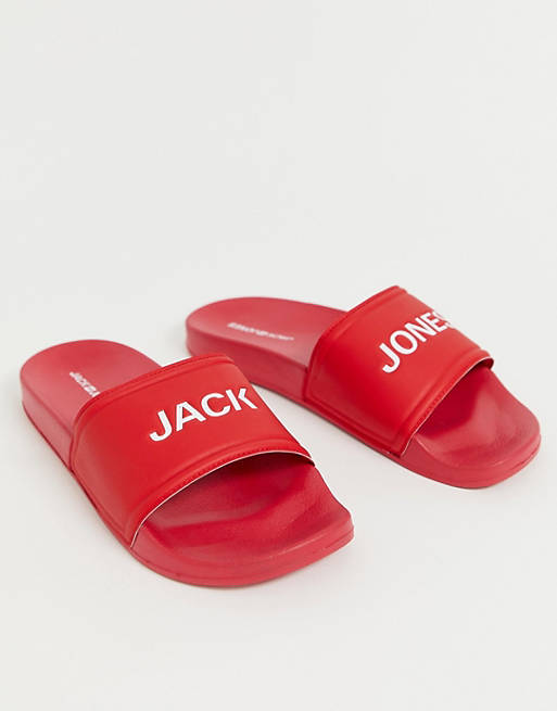 Røde badesandaler med logo fra Jack | ASOS
