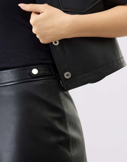 Real leather mini skirt co-ord, 3 of 5