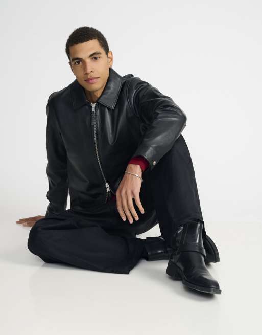 Real leather zip through jacket, 5 of 5