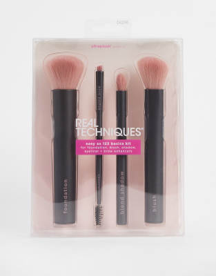 Real Techniques Easy as 123 Makeup Brush Kit, 4 Piece Set 