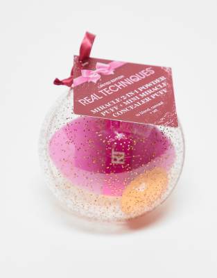 Real Techniques - Miracle 2-in-1 - Boule de Noël 2 pièces avec houppette et mini houppette pour correcteur-Multicolore