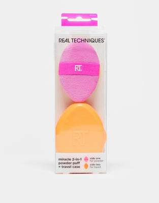 Real Techniques Miracle 2-In-1 Powder Puff + Travel Case-Orange φωτογραφία
