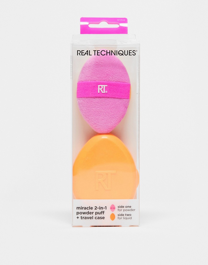 Real Techniques Miracle 2-In-1 Powder Puff + Travel Case-Orange