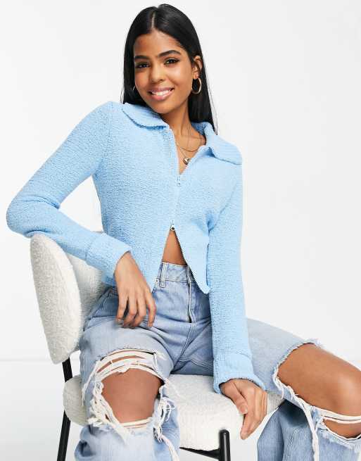 Rebeca azul de hilo tipo peluche de ASOS DESIGN