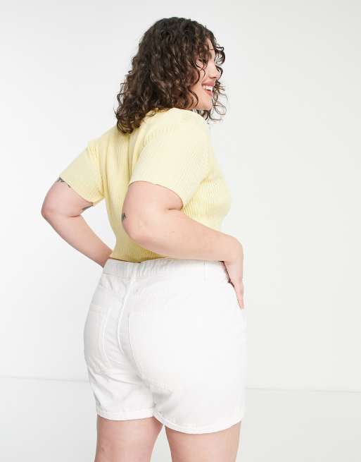 Rebeca corta amarillo limón de manga corta de punto de Daisy Street Plus, 2 de 4