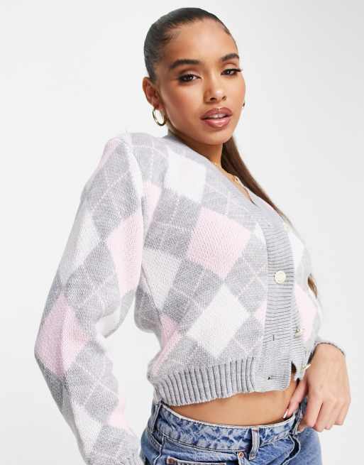 Rebeca gris y rosa de rombos de NaaNaa ASOS