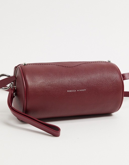 Rebecca Minkoff barrel leather crossbody bag in deep red