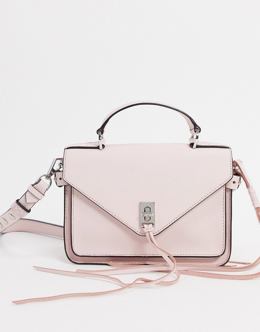 Rebecca Minkoff Darren Small Leather Messenger Bag With Silver Clasp In Pink