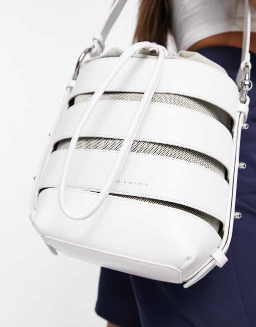 Rebecca Minkoff drawstring shoulder strap bucket bag in white