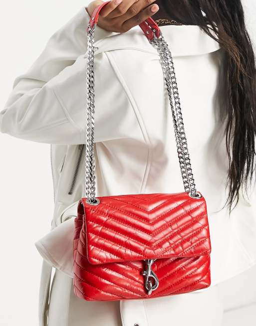 Rebecca Minkoff edie leather shoulder bag with flap front in red