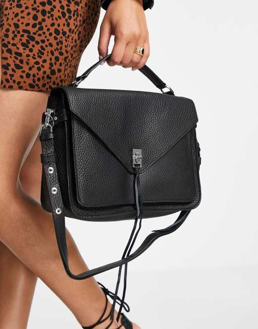 Rebecca Minkoff flap shoulder strap satchel bag in black