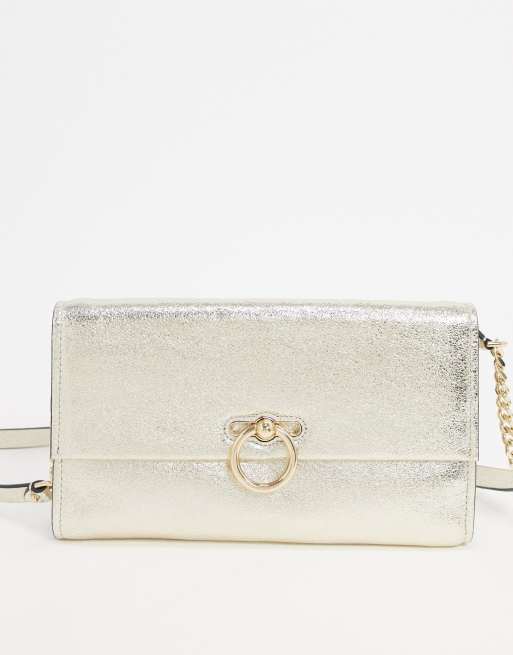 Rebecca Minkoff jean leather clutch bag in champagne