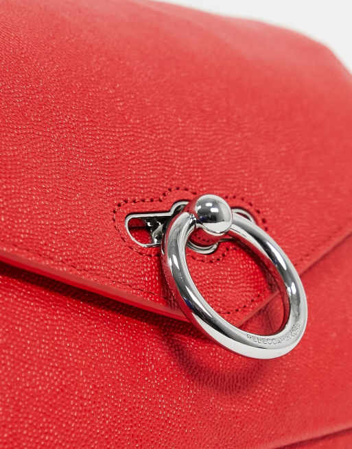 Rebecca Minkoff jean leather shoulder bag with ring closure in red