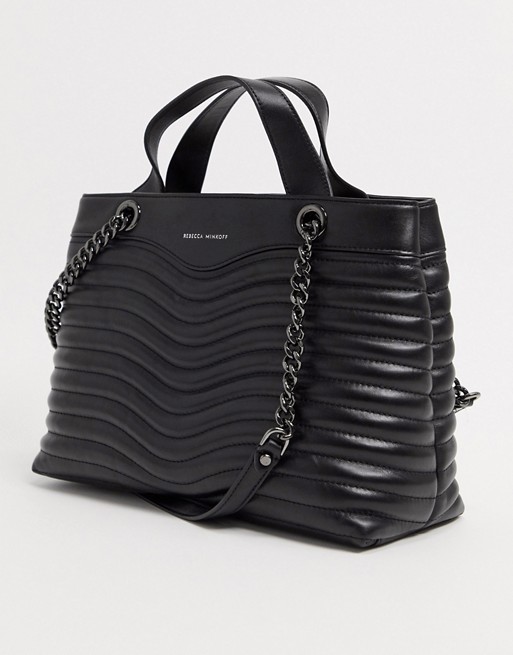 Rebecca Minkoff mab leather quilt satchel bag in black