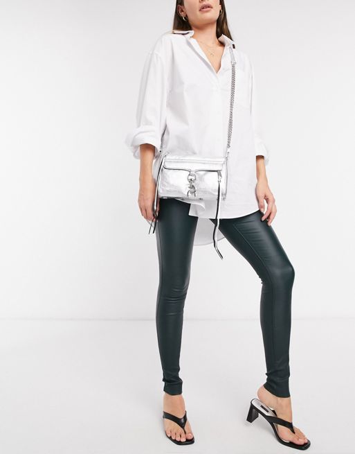 The G Small Shoulder Bag w/ Chain Strap - Silver - Rebecca Minkoff