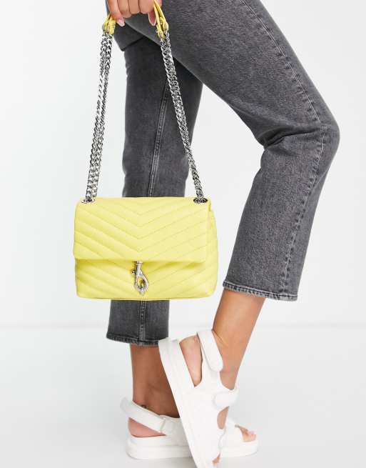 Rebecca Minkoff silver chain quilted shoulder bag in yellow ASOS