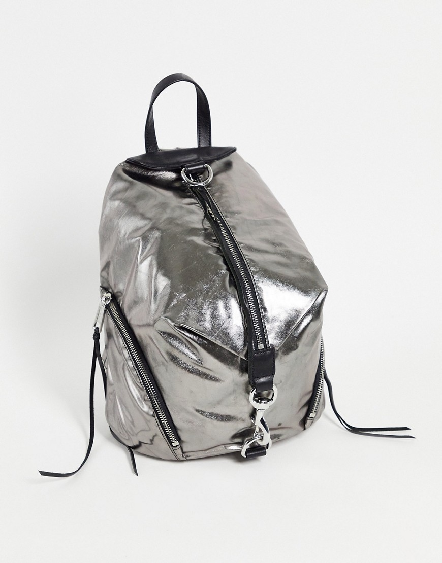 Rebecca Minkoff - Sølvfarvet rygsæk med gennemgående lynlås
