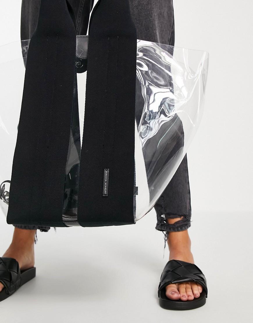 Rebecca Minkoff stripe handle tote bag in black