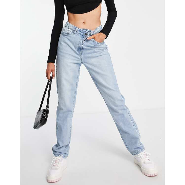 Rebellious Fashion straight leg jeans in blue 